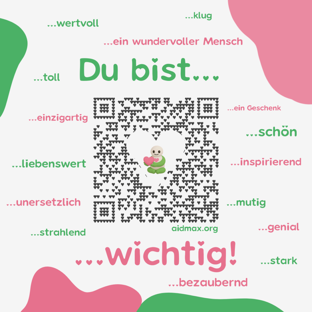 AidMax Design Du bist wichtig QR-Code Sticker mit Herzmotiv
